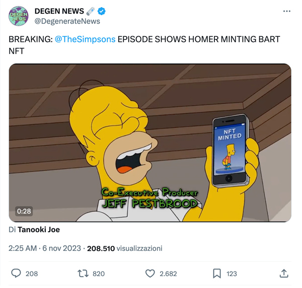 Homer trasforma Bart in un NFT