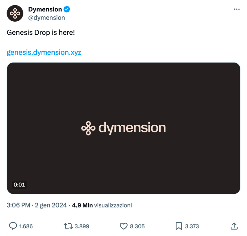Dymension annuncia l Genesis Airdrop