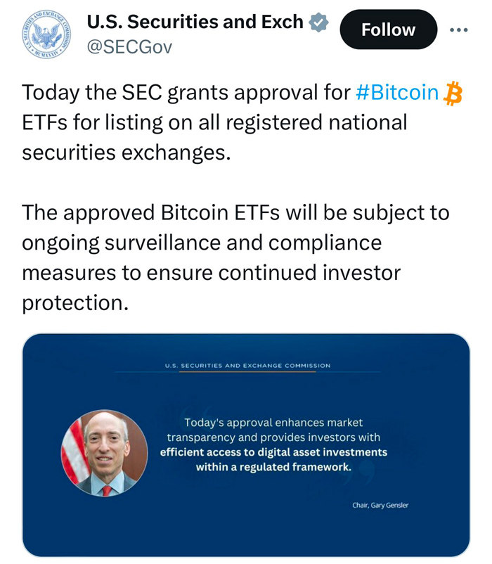 Falso Post X sull'approvazione ETF Spot