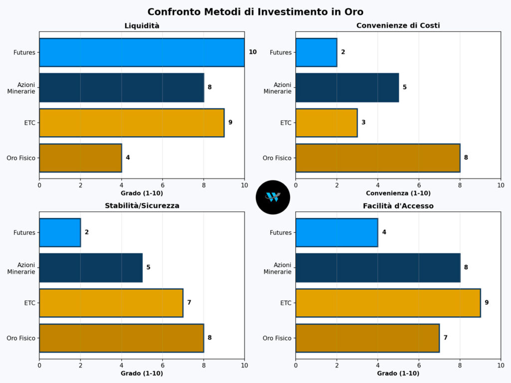 Confronto tra i metodi di investimento in oro