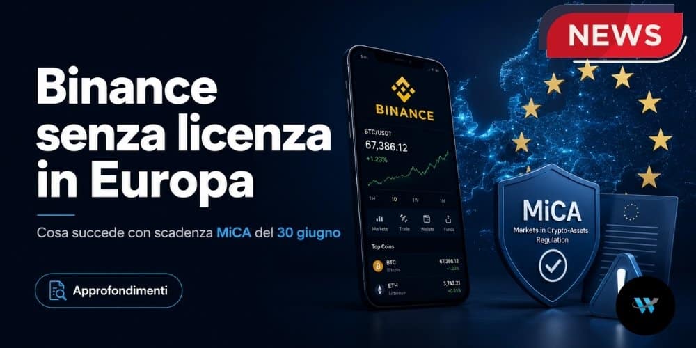 Binance senza licenza MiCA in Europa